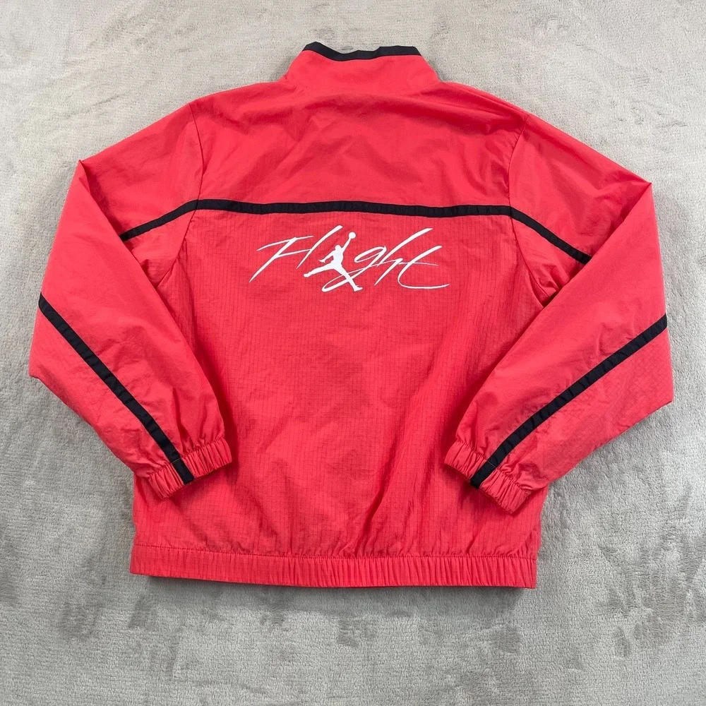 Nike Air Jordan Essentials Woven Jacket Men Medium Red Black Trim Nylon NWT $100